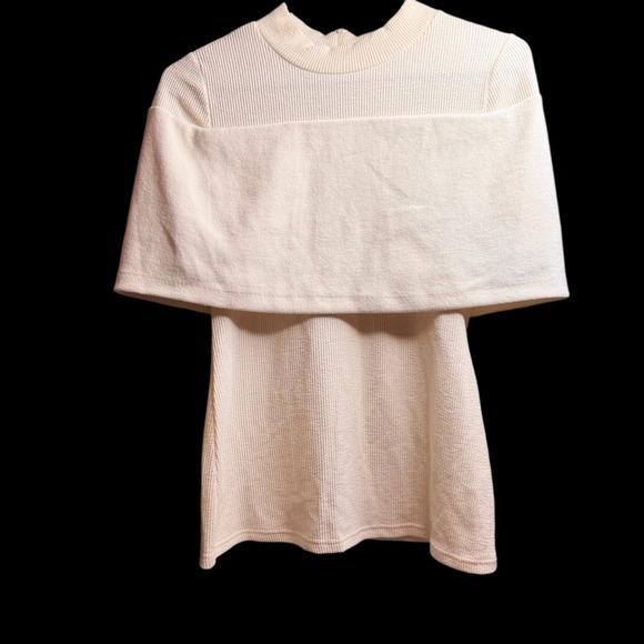 Pixie Market Cream‎ Cap Sleeve Mock Neck Ribbed Knit Medium - Picture 1 of 5